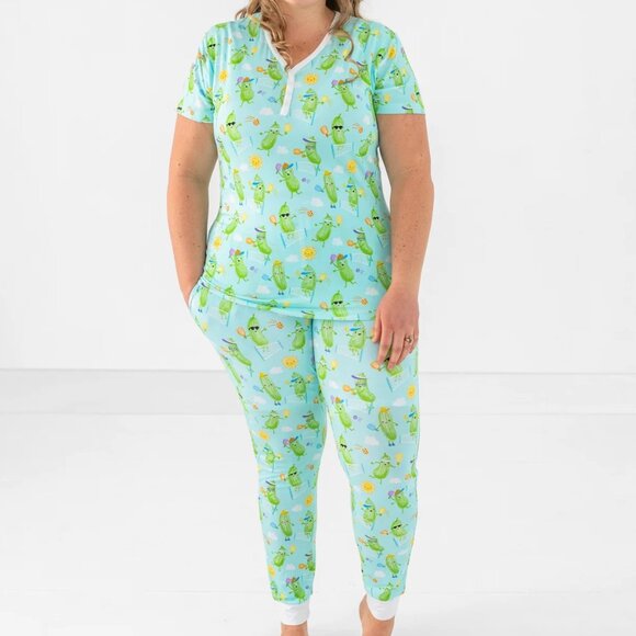 Little Sleepies Pickle Power Pajamas Women's Medium Short Sleeve Top Pants - Picture 1 of 7